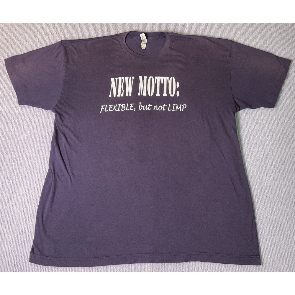 NEW MOTTO: FLEXIBLE, but not LIMP"Vintage Men's Front/Back T Shirt Size XL